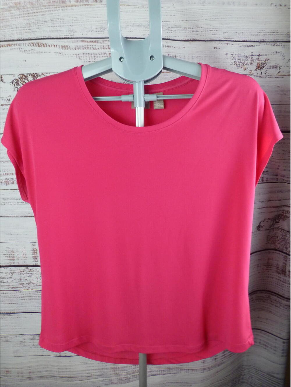 Chico's Women's Hot Pink Scoop Neck Dolman Short Sleeve Top Size 1 (Medium) K3